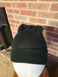 Image 2 of Pure Merino Wool Upcycled Lightweight Beanie in Forest Green M-XXL