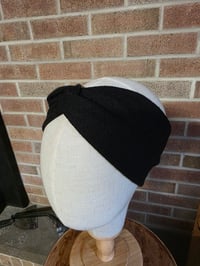 Image 1 of Pure Wool Upcycled Ear Warmer Headband in Black- M-XXL