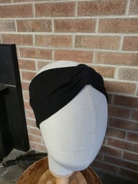 Image 2 of Pure Wool Upcycled Ear Warmer Headband in Black- M-XXL