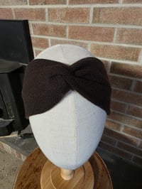 Image 2 of Pure Cashmere Upcycled Ear Warmer Headband- Brown - M-XXL