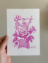 Image 2 of Dove and Flower Basket Originals
