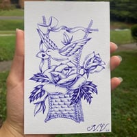 Image 1 of Dove and Flower Basket Originals