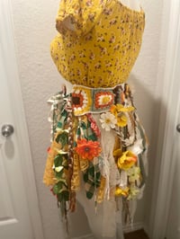 Image 2 of Upcycled Handmade Fairy Skirt Festival Skirt Festival Belt Crochet Floral Lace OOAK