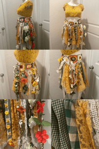 Image 3 of Upcycled Handmade Fairy Skirt Festival Skirt Festival Belt Crochet Floral Lace OOAK