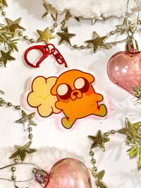 Image 1 of Funny Adventure Time Jake Popcorn Dog Keychain 