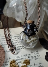 Image 1 of Glass Heart Bone and Crystal Necklace - Labradorite