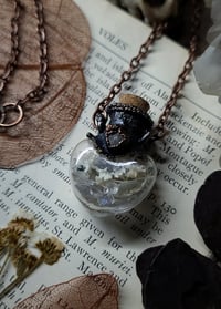 Image 2 of Glass Heart Bone and Crystal Necklace - Labradorite