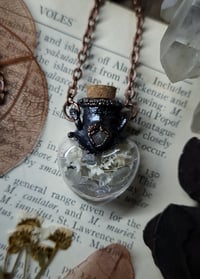 Image 5 of Glass Heart Bone and Crystal Necklace - Labradorite