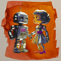 Image 2 of 3 Framed Original Paintings of Metal 50s Toys