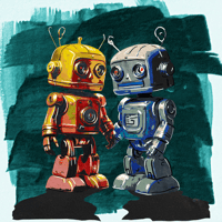 Image 4 of 3 Framed Original Paintings of Metal 50s Toys