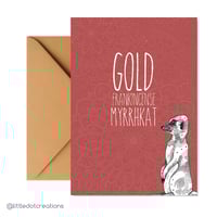 Christmas Greeting Card - Gold Frankincense Myrrhkat