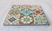 Image 3 of Spanish Tile Ceramic Coaster – Eco-Friendly Cork Back | Colorful Mediterranean Design