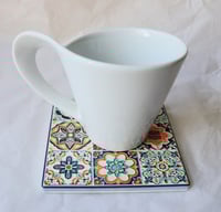 Image 4 of Spanish Tile Ceramic Coaster – Eco-Friendly Cork Back | Colorful Mediterranean Design
