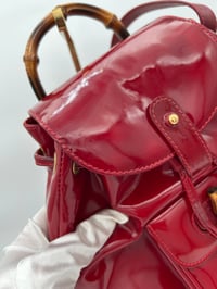 Image 3 of Gucci Bamboo Red Patent Leather Backpack Small