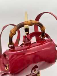 Image 5 of Gucci Bamboo Red Patent Leather Backpack Small