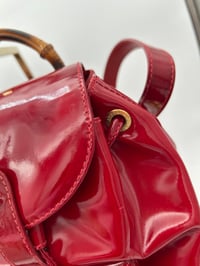 Image 4 of Gucci Bamboo Red Patent Leather Backpack Small