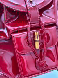 Image 2 of Gucci Bamboo Red Patent Leather Backpack Small