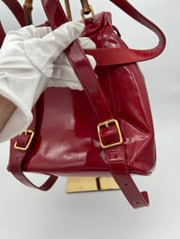 Image 15 of Gucci Bamboo Red Patent Leather Backpack Small