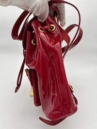 Image 7 of Gucci Bamboo Red Patent Leather Backpack Small