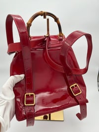 Image 12 of Gucci Bamboo Red Patent Leather Backpack Small