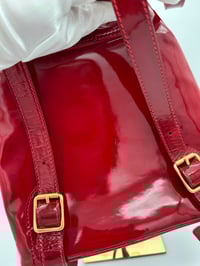 Image 13 of Gucci Bamboo Red Patent Leather Backpack Small