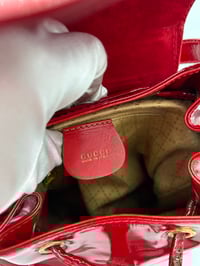 Image 21 of Gucci Bamboo Red Patent Leather Backpack Small