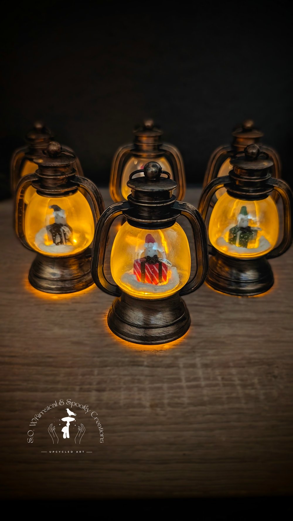 Image of (FREE U.S. SHIPPING) Miniature, Light Up Ghost Lantern Ornament/Displayss (Winter Themed)