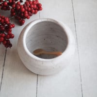 Image 6 of Salt Cellar in Matte White Speckled Stoneware, Handcrafted Salt Pig, Made in USA