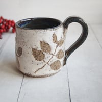 Image 2 of Pressed Fairy Lilac Leaves Nature Mug, Rustic Handcrafted Pottery, Made in USA