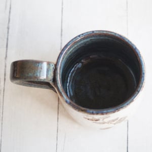 Image of Pressed Fairy Lilac Leaves Nature Mug, Rustic Handcrafted Pottery, Made in USA