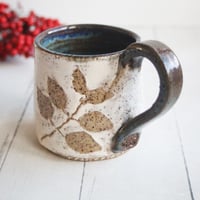 Image 5 of Pressed Fairy Lilac Leaves Nature Mug, Rustic Handcrafted Pottery, Made in USA