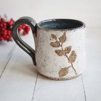 Image 1 of Pressed Fairy Lilac Leaves Nature Mug, Rustic Handcrafted Pottery, Made in USA