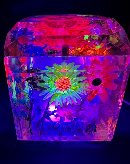 Image of Large Light up Carved and Painted Flower Box!