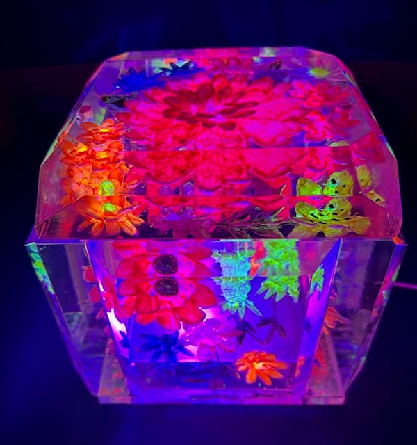 Image of Large Light up Carved and Painted Flower Box!