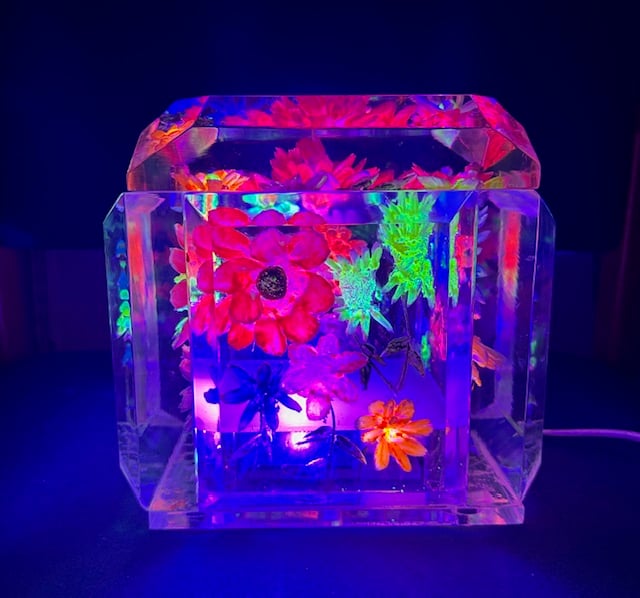 Image of Large Light up Carved and Painted Flower Box!