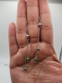 Image 3 of Twin drop Turquoise Whisper earrings