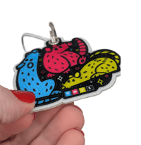 Image 3 of CMYK Rats Embroidered Keychain with Carabiner 