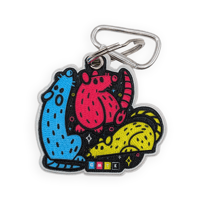Image 1 of CMYK Rats Embroidered Keychain with Carabiner 