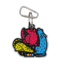 Image 2 of CMYK Rats Embroidered Keychain with Carabiner 