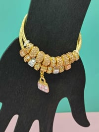 Image 2 of 2pc Pink Luxe Charm Cuff Bracelet Stack