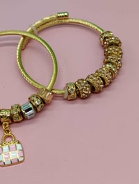 Image 3 of 2pc Pink Luxe Charm Cuff Bracelet Stack