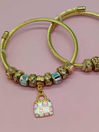 Image 4 of 2pc Pink Luxe Charm Cuff Bracelet Stack