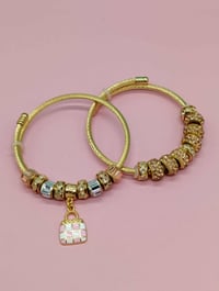 Image 5 of 2pc Pink Luxe Charm Cuff Bracelet Stack