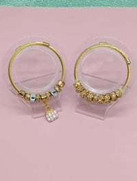 Image 7 of 2pc Pink Luxe Charm Cuff Bracelet Stack