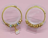 Image 6 of 2pc Pink Luxe Charm Cuff Bracelet Stack