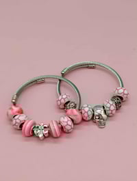 Image 3 of 2pc Pink Skull Society Bracelet Stack