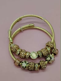 Image 3 of 2pc Golden Charm Bracelet Stack