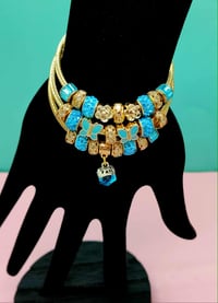 Image 2 of Blue & Gold Butterfly Trio Bracelet