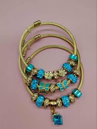 Image 4 of Blue & Gold Butterfly Trio Bracelet