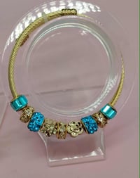 Image 7 of Blue & Gold Butterfly Trio Bracelet